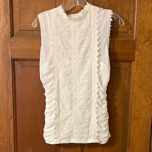 Charlotte Russe Ivory Lace Ruched Blouse